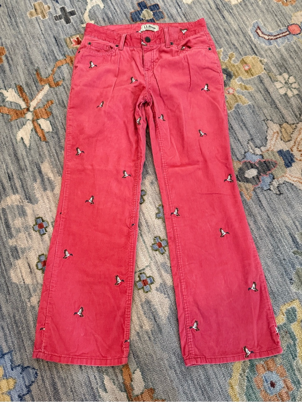 Pink L.L Bean duck embroidered corduroy pant 8P Petite straight fit
